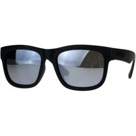 Square KUSH Sunglasses Wood Textured Square Rectangular Frame Mirror Lens - Black (Silver Mirror) - CB18CKOUXQW $8.43
