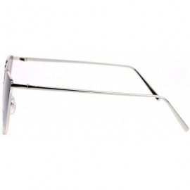 Butterfly Womens Exposed Flat Panel Lens Retro Metal Horn Rim Sunglasses - Silver Smoke - C812MZB4GC2 $14.93