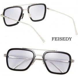 Rectangular Retro Square Sunglasses Tony Sunglasses Trendy Gradient Lens B2510 - CM18WQIRGDH $12.94