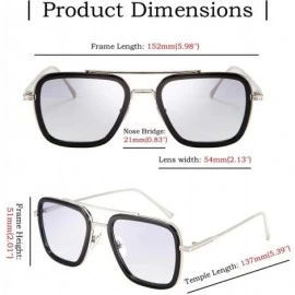 Rectangular Retro Square Sunglasses Tony Sunglasses Trendy Gradient Lens B2510 - CM18WQIRGDH $12.94