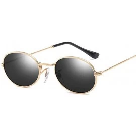 Oval Small Oval Sunglasses Men Retro Sun Glasses for Women Accessories Summer Beach - Gold With Black - CI18DTNS8MG $18.36