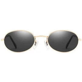 Oval Small Oval Sunglasses Men Retro Sun Glasses for Women Accessories Summer Beach - Gold With Black - CI18DTNS8MG $8.44