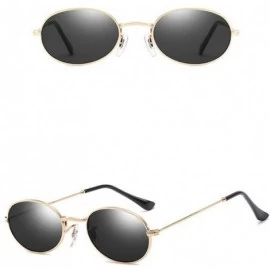Oval Small Oval Sunglasses Men Retro Sun Glasses for Women Accessories Summer Beach - Gold With Black - CI18DTNS8MG $8.44
