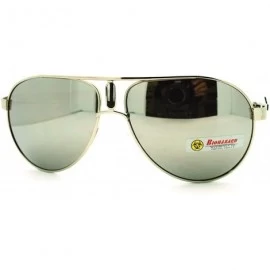 Round Biohazard Sunglasses Racer Round Aviators Multicolor Reflective Lens - Silver White - CJ11FWZZLCH $19.15