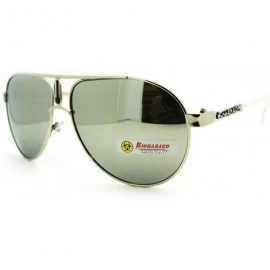 Round Biohazard Sunglasses Racer Round Aviators Multicolor Reflective Lens - Silver White - CJ11FWZZLCH $9.70