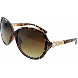 Aviator Vintage Thick Oversized Plastic Frame Womens Sunglasses UV 400 - Tortoise W Gold Chain - C818RMKH66G $13.45