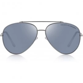 Aviator Polarized sun glasses fashion men Metal Frame Unisex Sunglasses S8805 - Silver - CK18D5Y3WHN $14.99