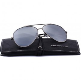 Aviator Polarized sun glasses fashion men Metal Frame Unisex Sunglasses S8805 - Silver - CK18D5Y3WHN $14.99