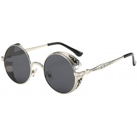 Aviator Women Men Summer Vintage Pattern Retro Round Gradient Color Glasses Fashion Aviator Mirror Lens Travel Sunglasses - C...