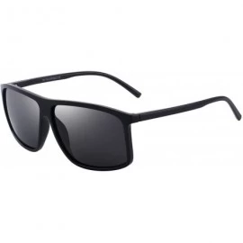 Wrap Men's Polarized Sunglasses For Driving Oversized Rectangular Sun glasses O8511 - Black - CC18H3H9U6C $14.39