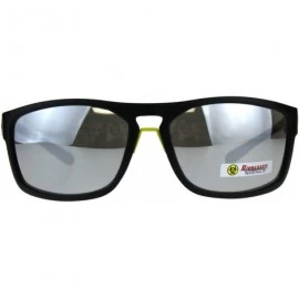 Sport Biohazard Mens Sunglasses Oval Rectangular Matte Frame UV 400 - Black (Silver Mirror) - C418CW3QT7K $10.61