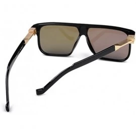 Round Cool Big Frame Mirror Color Lens Hollywood Stars Favorite Sunglasses - Black/Blue - CI1219BDI45 $7.93