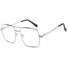 Square Big Frame Bicolor Retro Sunglass - Double Beam Ocean Sheet Metal Square Spring-Leg Sunglass - C118N8ZAL34 $21.67
