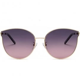 Cat Eye Men and women fashion retro metal big box cat eye sunglasses prom mirror party travel - Purple - C318T646MQ7 $16.44