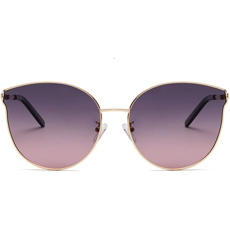 Cat Eye Men and women fashion retro metal big box cat eye sunglasses prom mirror party travel - Purple - C318T646MQ7 $16.44