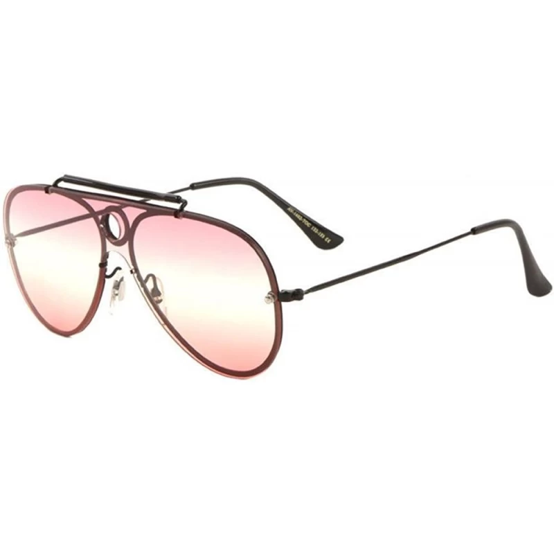 Oversized Classic Outdoorsman Shield Aviator Sunglasses w/Flat Lenses - Black Frame - C418EMK0RNM $12.02