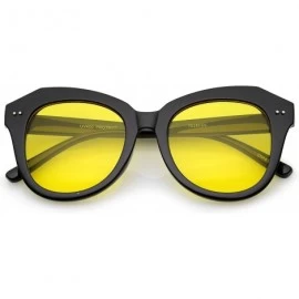 Cat Eye Women's Oversize Horn Rimmed Round Lens Cat Eye Sunglasses 52mm - Black / Yellow - CO12NT5VL4P $18.74