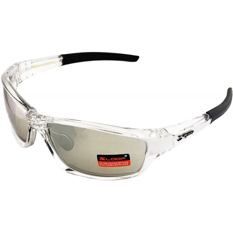 Sport Men's Polycarbonate Sport Wrap Sunglasses - Clear Silver - C918IHKX9L5 $9.22