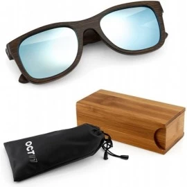 Rectangular Oct17 Bamboo Wood Wooden Polarized Lens Sunglasses Real Eyewear Sunglass Men Women - Silver - CP185SEXOTR $22.80