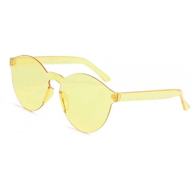 Aviator Colorful One Piece Rimless Transparent Sunglasses For Women Men Tinted Candy Colored Glasses - Yellow - CK18SXMKITT $...