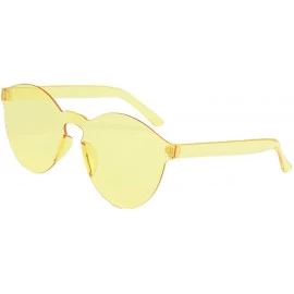 Aviator Colorful One Piece Rimless Transparent Sunglasses For Women Men Tinted Candy Colored Glasses - Yellow - CK18SXMKITT $...