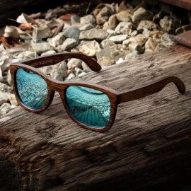 Rectangular Oct17 Bamboo Wood Wooden Polarized Lens Sunglasses Real Eyewear Sunglass Men Women - Silver - CP185SEXOTR $34.43