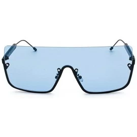 Square 2019 new fashion brand designer metal half frame frog mirror unisex trend sunglasses UV400 - Blue - CL18LWQZG7R $13.87