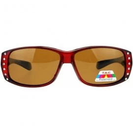Rectangular Polarized Glare Free Rhinestone Womens Fitover OTG 57mm Sunglasses - Red - CO12BWPH8AH $22.66