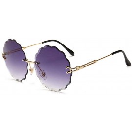 Rimless Fashion Flight Style Sunglasses Women Brand Design Flower Round Rimless 8838 C1 - 8838 C3 - CE18YZWHTHY $10.52