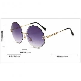 Rimless Fashion Flight Style Sunglasses Women Brand Design Flower Round Rimless 8838 C1 - 8838 C3 - CE18YZWHTHY $10.52