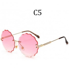 Rimless Fashion Flight Style Sunglasses Women Brand Design Flower Round Rimless 8838 C1 - 8838 C3 - CE18YZWHTHY $10.52