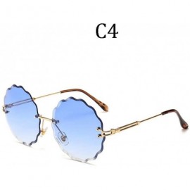 Rimless Fashion Flight Style Sunglasses Women Brand Design Flower Round Rimless 8838 C1 - 8838 C3 - CE18YZWHTHY $10.52