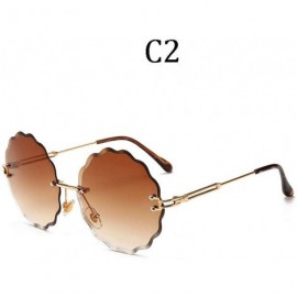 Rimless Fashion Flight Style Sunglasses Women Brand Design Flower Round Rimless 8838 C1 - 8838 C3 - CE18YZWHTHY $10.52