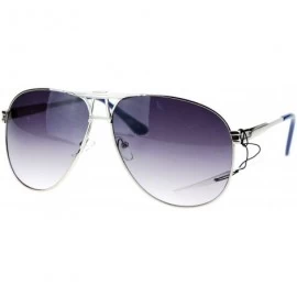 Square Square Aviator Sunglasses Unisex Fashion Racer Aviators Silver - Silver Navy - CG124G46YO3 $11.05