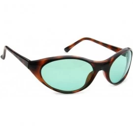 Oval Men Women Oval Sport Fishing Driving Golf Curved Sunglasses - Tortoise/Green - CX11QTUJ5AR $8.97