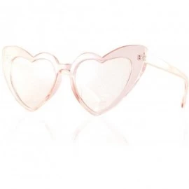 Cat Eye Party Glitter Pop-Color Tinted Lens Heart Cat-Eye Sunglasses A249 - Pink Clear - CZ18M5ICUL3 $14.20