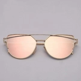 Oval Cat Eye Sunglasses Women Vintage Metal Reflective Glasses Mirror Retro Oculos De Sol Gafas - Goldgreen1 - CR199CI7Q9N $3...