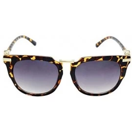 Square Square Horn Rimmed Cateye Sunglasses - Brown Tortoise & Gold Frame - CG185OC7YEY $12.09