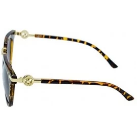 Square Square Horn Rimmed Cateye Sunglasses - Brown Tortoise & Gold Frame - CG185OC7YEY $12.09