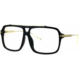 Square Mens Clear Lens Glasses Trendy Hip Fashion Square Frame Eyeglasses UV 400 - Matte Black Gold - CX187ZMWRY7 $24.53