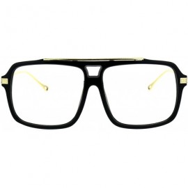 Square Mens Clear Lens Glasses Trendy Hip Fashion Square Frame Eyeglasses UV 400 - Matte Black Gold - CX187ZMWRY7 $11.12