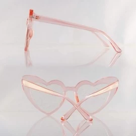 Cat Eye Party Glitter Pop-Color Tinted Lens Heart Cat-Eye Sunglasses A249 - Pink Clear - CZ18M5ICUL3 $21.90