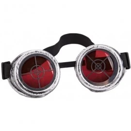 Goggle Barbed Wire Steampunk Goggles Kaleidoscope Rave Glasses Vintage Punk Gothic Cosplay - Antique Silver-red Lens-29 - C81...