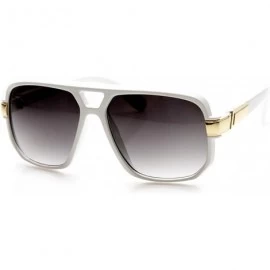Goggle Classic Square Frame Plastic Flat Top Aviator Sunglasses - White - CD11KI3ZYCF $13.29