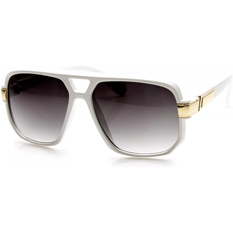 Goggle Classic Square Frame Plastic Flat Top Aviator Sunglasses - White - CD11KI3ZYCF $20.21