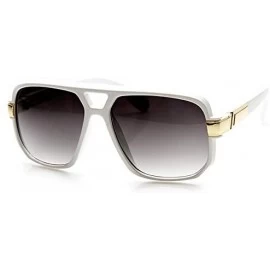 Goggle Classic Square Frame Plastic Flat Top Aviator Sunglasses - White - CD11KI3ZYCF $20.21