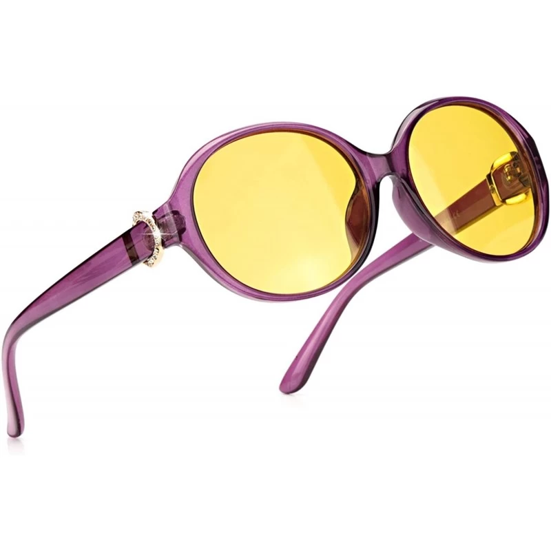 Square Oversized Night-driving Glasses for Women - Polarized Lens Stylish-Safety Nighttime/Rainy/Cloudy - CP18W6YUX4L $35.27