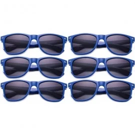 Wayfarer 80's Classic Blue Brothers Horn Rimmed Style Retro Colors Packs Vintage Retro Sunglasses (6 PACK) - 6 Pack- Blue - C...