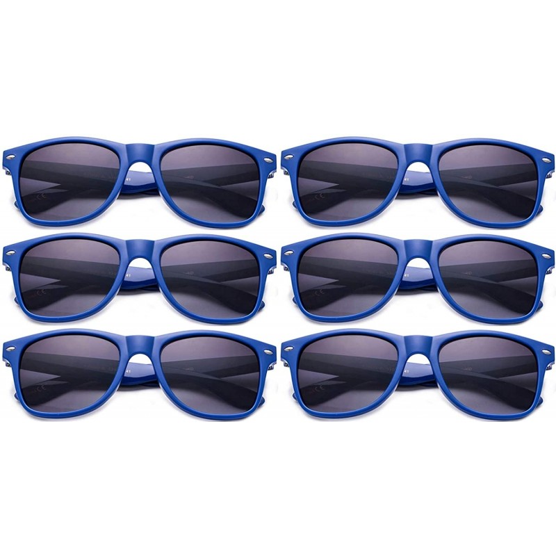 Wayfarer 80's Classic Blue Brothers Horn Rimmed Style Retro Colors Packs Vintage Retro Sunglasses (6 PACK) - 6 Pack- Blue - C...