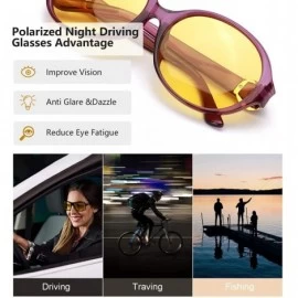Square Oversized Night-driving Glasses for Women - Polarized Lens Stylish-Safety Nighttime/Rainy/Cloudy - CP18W6YUX4L $19.28